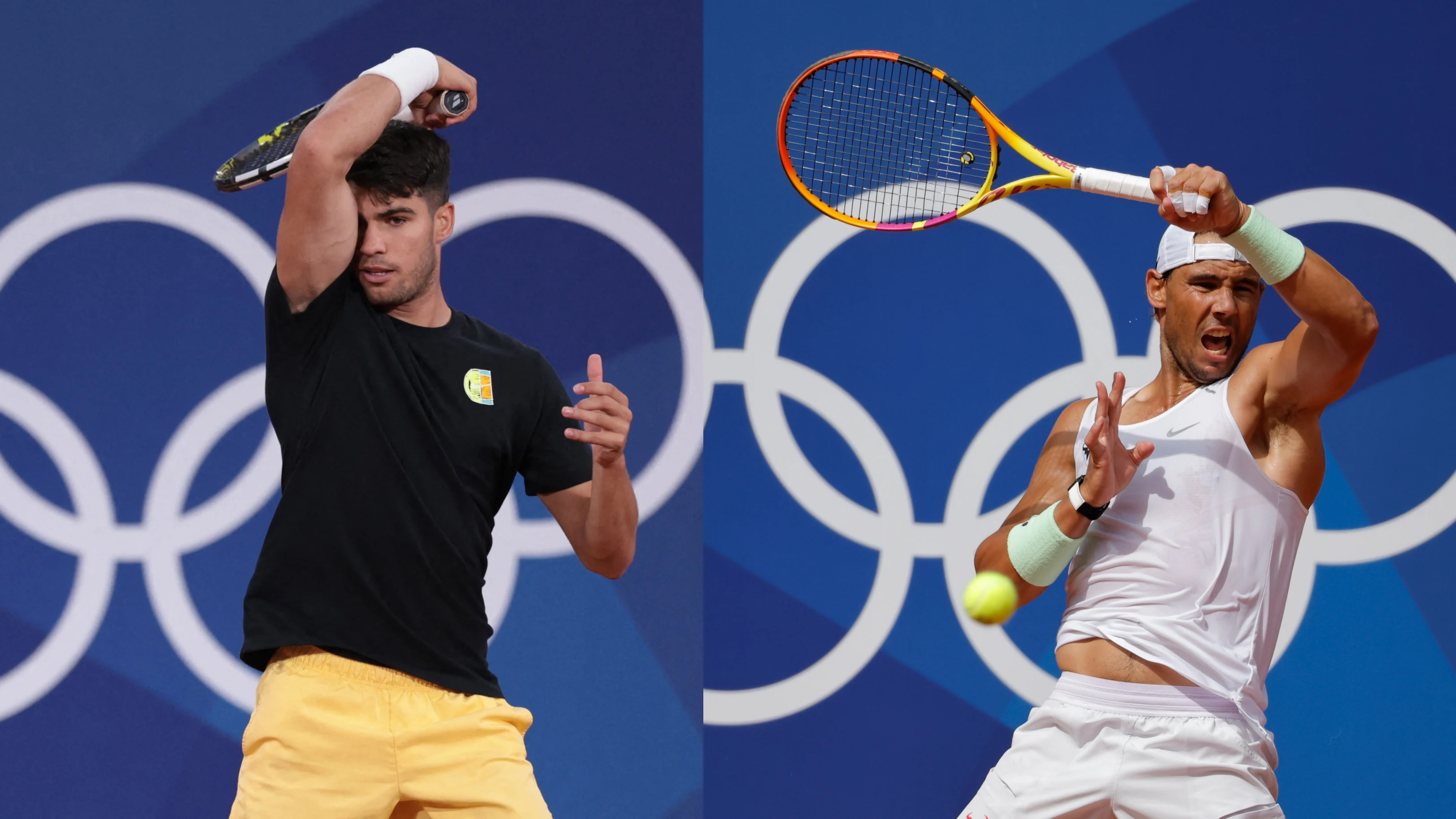 Carlos Alcaraz y Rafa Nadal entrenando en las instalaciones de Roland Garros