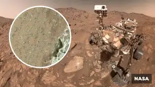El rover Perseverance de Marte y la roca 'Cheyava Falls' El rover Perseverance de Marte y la roca 'Cheyava Falls'