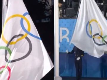 El error de París 2024 al izar la bandera olímpica al revés