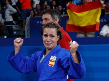 La judoca española Laura Martínez Abelenda en su combate de cuartos de final 