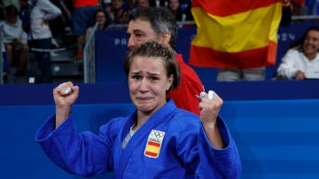 La judoca española Laura Martínez Abelenda en su combate de cuartos de final 