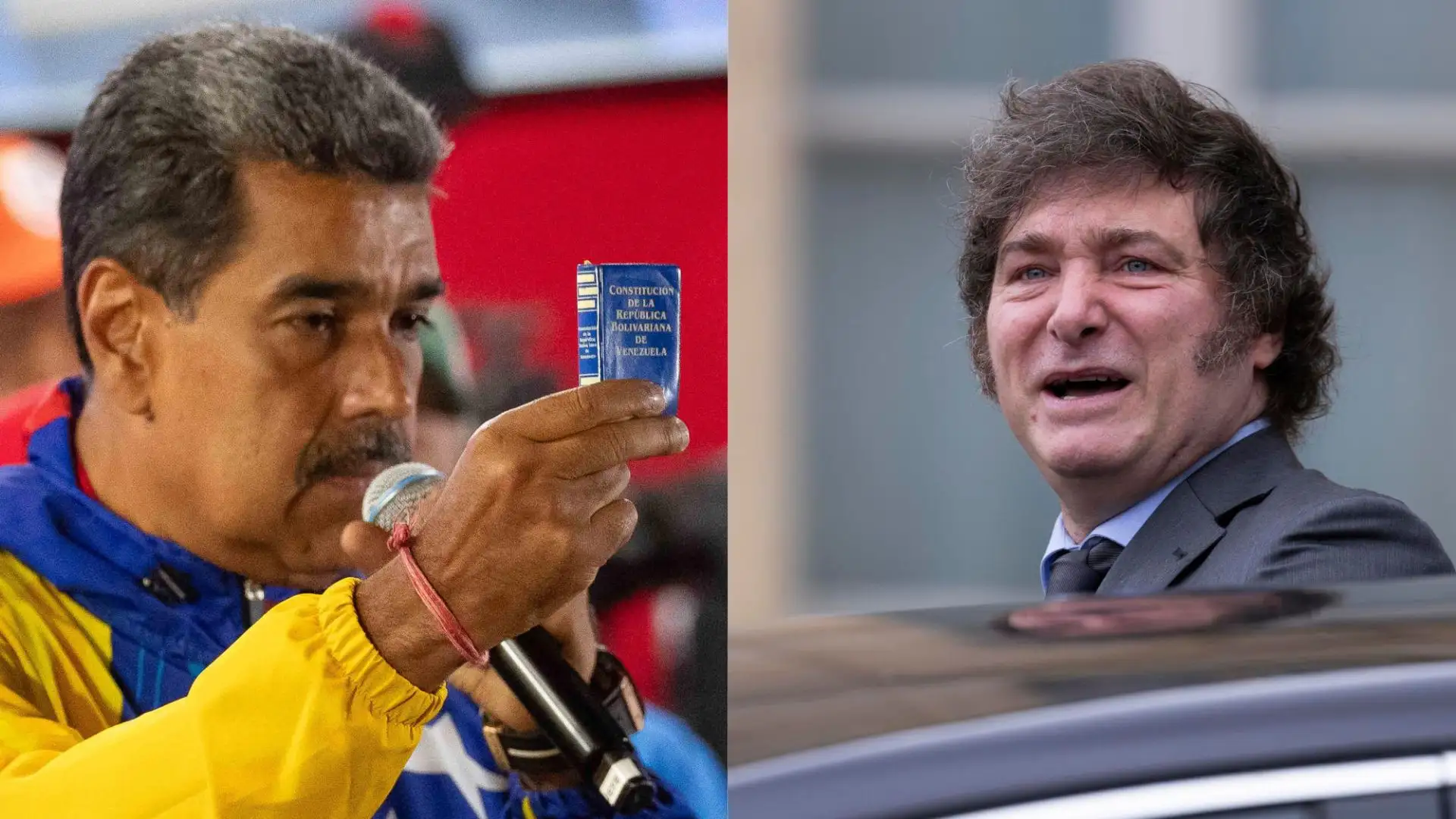 Nicol&aacute;s Maduro (i) y Javier Milei (d)