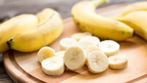Unas rodajas de un plátano Unas rodajas de un plátano