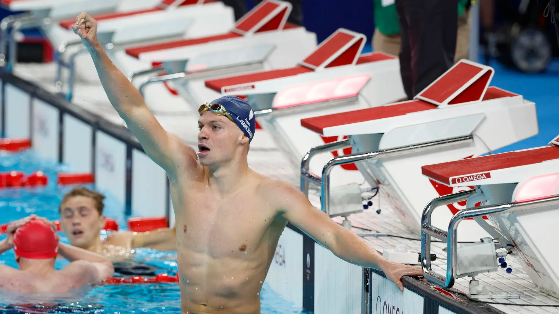 Léon Marchand tras romper el récord de Michael Phelps Léon Marchand tras romper el récord de Michael Phelps