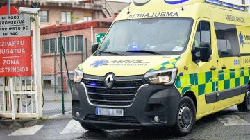 Imagen de la ambulancia en la que llegó a Bilbao