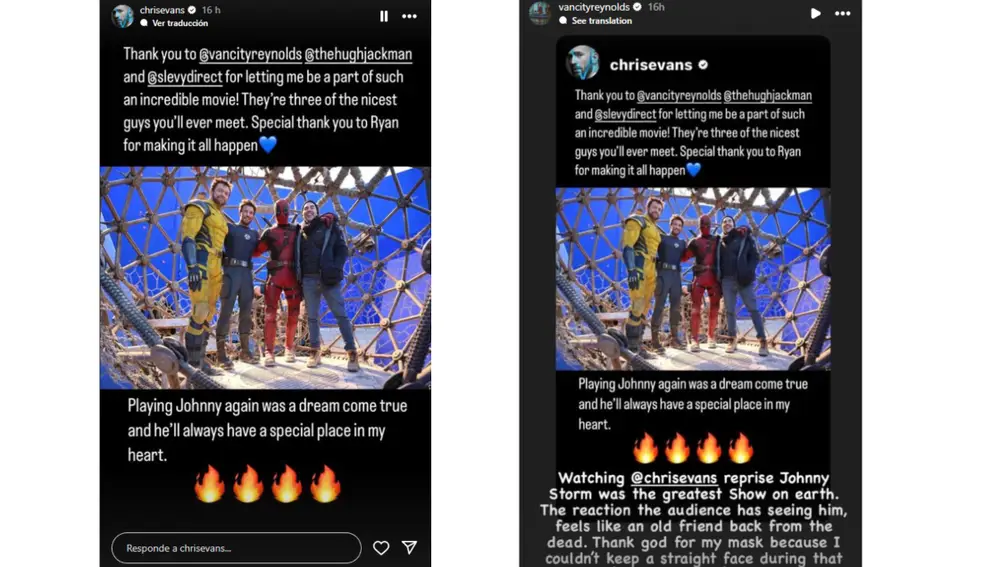 Los mensajes de Chris Evans y Ryan Reynolds sobre su cameo Los mensajes de Chris Evans y Ryan Reynolds sobre su cameo