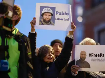 Manifestantes piden la libertad de Pablo González el pasado febrero Manifestantes piden la libertad de Pablo González el pasado febrero