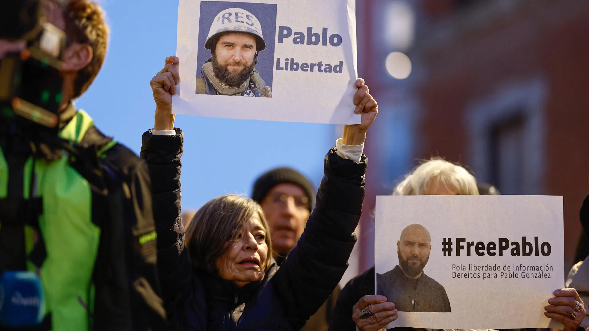 Manifestantes piden la libertad de Pablo González el pasado febrero Manifestantes piden la libertad de Pablo González el pasado febrero