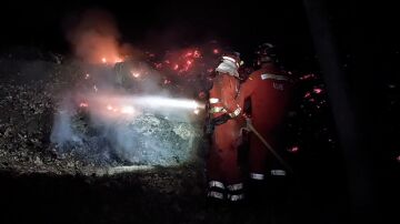 Extinción del incendio en Benasau (Alicante)