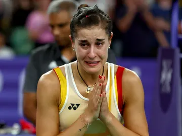 Caroliona Marín, rota tras la lesión sufrida ante Bing Jiao He Caroliona Marín, rota tras la lesión sufrida ante Bing Jiao He