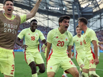 Juanlu celebra su gol ante Marruecos