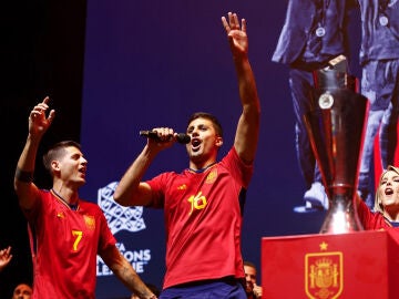 Morata y Rodri en la celebración por la Eurocopa 