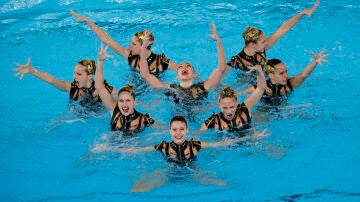  España en la prueba de Rutina Acrobática por equipos femeninos de Natación Artística