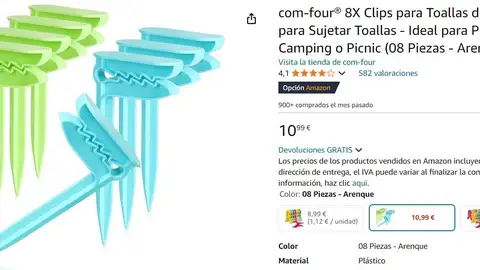 Pinzas para sujetar la toalla Pinzas para sujetar la toalla