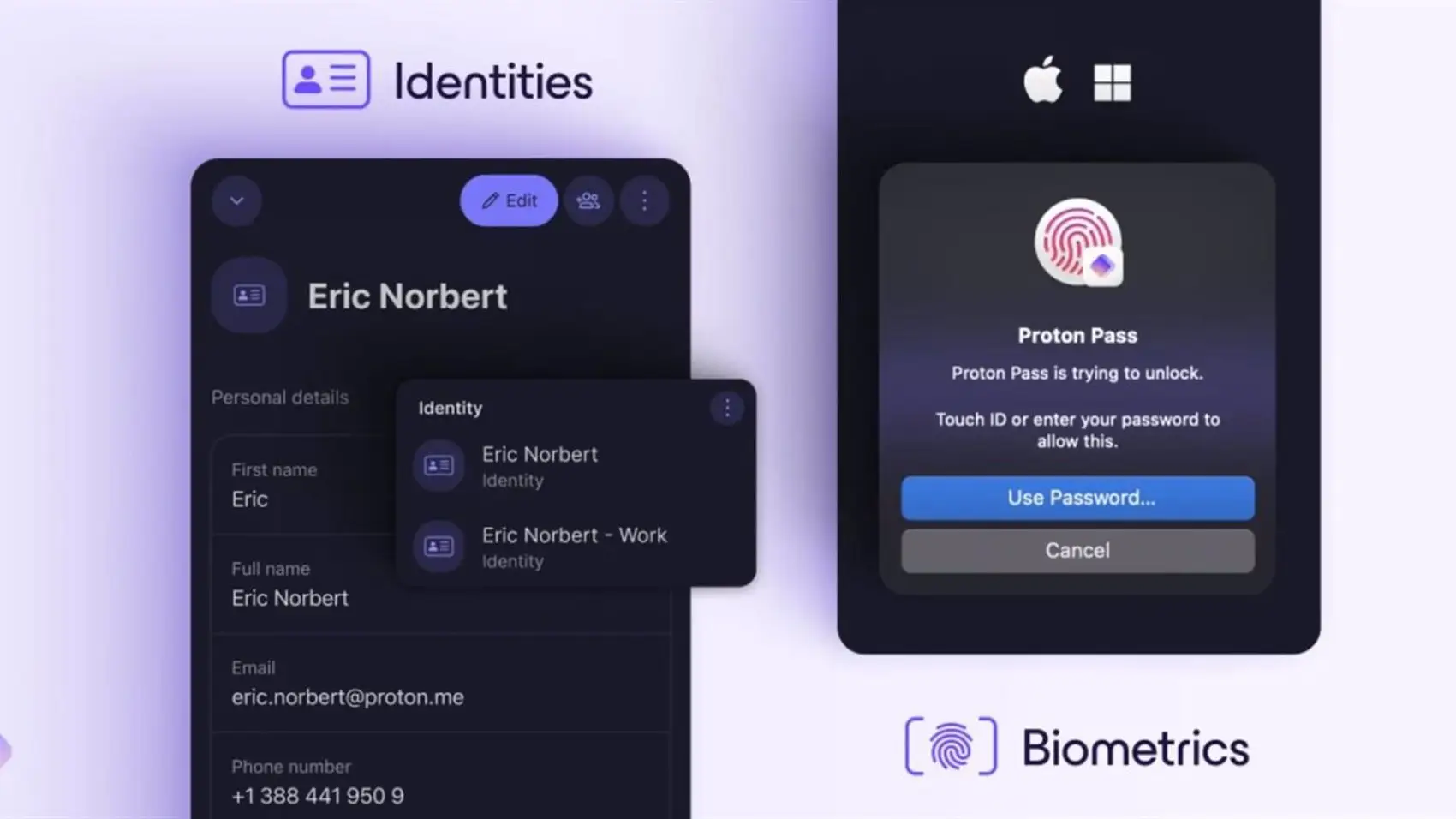 Proton Pass ahora admite biometr&iacute;a para iniciar sesi&oacute;n con Touch ID y Windows Hello
