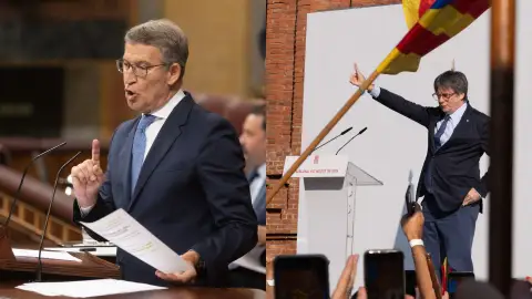 Imagen de Feijoo y Puigdemont. Imagen de Feijoo y Puigdemont.