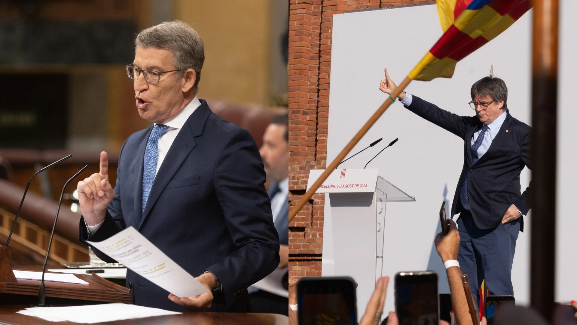Imagen de Feijoo y Puigdemont. Imagen de Feijoo y Puigdemont.