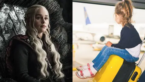 Khaleesi de Juego de Tronos y una niña Khaleesi de Juego de Tronos y una niña