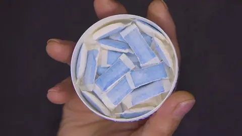 Caja con bolsitas de snus blanco. Caja con bolsitas de snus blanco.