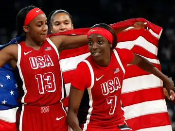 Las jugadoras de Estados Unidos celebran la victoria Las jugadoras de Estados Unidos celebran la victoria