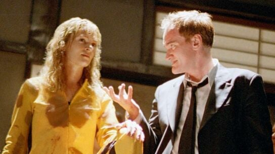 Quentin Tarantino y Uma Thurman en el set de Kill Bill