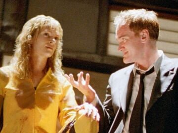 Quentin Tarantino y Uma Thurman en el set de Kill Bill