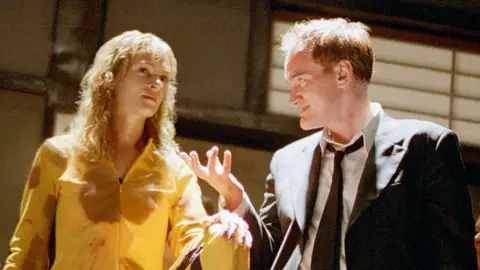 Quentin Tarantino y Uma Thurman en el set de Kill Bill Quentin Tarantino y Uma Thurman en el set de Kill Bill