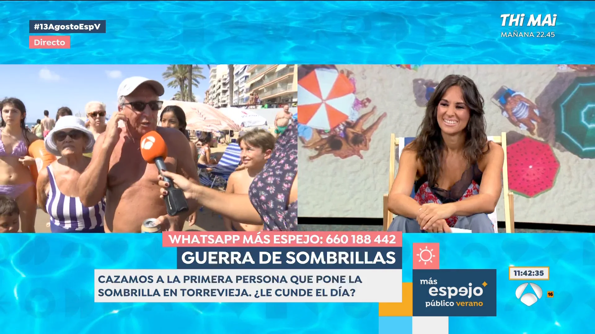 Plantan la sombrilla a primera hora de la mañana en Torrevieja Plantan la sombrilla a primera hora de la mañana en Torrevieja