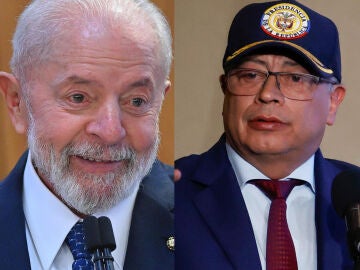 Los presidentes de Brasil, Luis Inácio Lula da Silva (i) y el de Colombia Gustavo Petro (d)