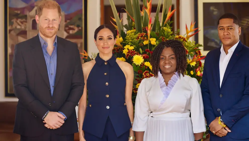 Meghan Markle y el príncipe Harry con la vicepresidenta de Colombia, Francia Márquez Meghan Markle y el príncipe Harry con la vicepresidenta de Colombia, Francia Márquez