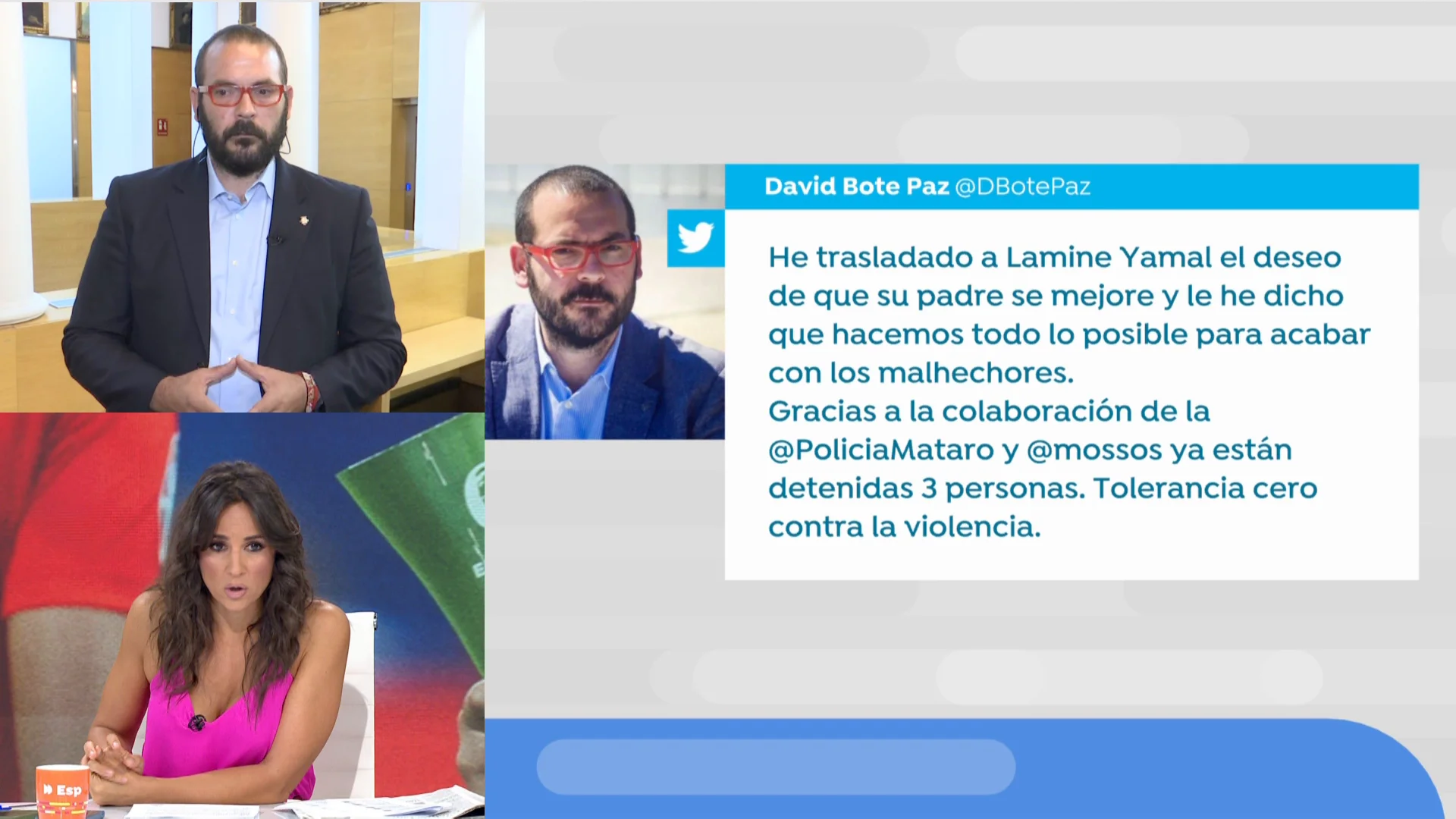 El alcalde de Mataró siendo entrevistado en Espejo Público El alcalde de Mataró siendo entrevistado en Espejo Público
