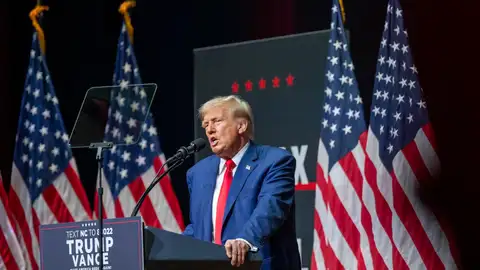 Trump durante un mitin de su campaña Trump durante un mitin de su campaña