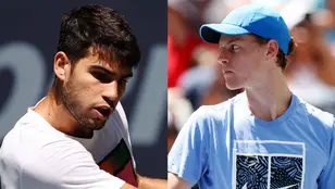 Alcaraz y Sinner entrenando en las pistas del US Open