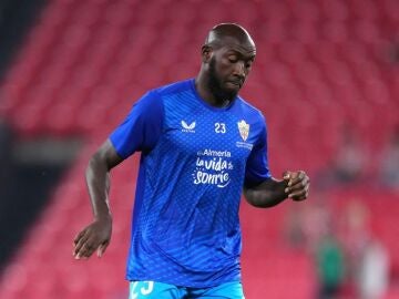 Ibrahima Koné, jugador del Almería, durante un entrenamiento