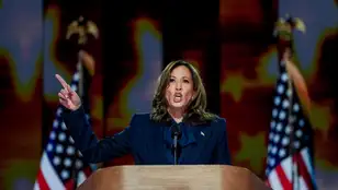 La candidata presidencial demócrata Kamala Harris