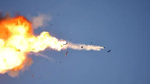 Misil de Hizbulá interceptado Misil de Hizbulá interceptado