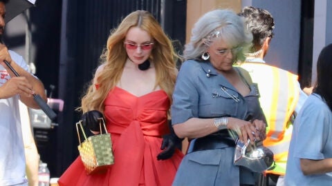 Lindsay Lohan y Jamie Lee Curtis en el rodaje de Ponte en mi lugar 2