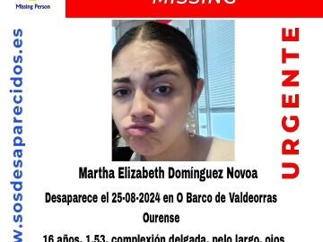 Desaparecida Martha Elizabeth Domínguez Novoa después de haberse escapado de un centro en Ourense