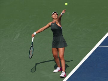 Paula Badosa durante el partido de 1º ronda del US Open ante Golubic