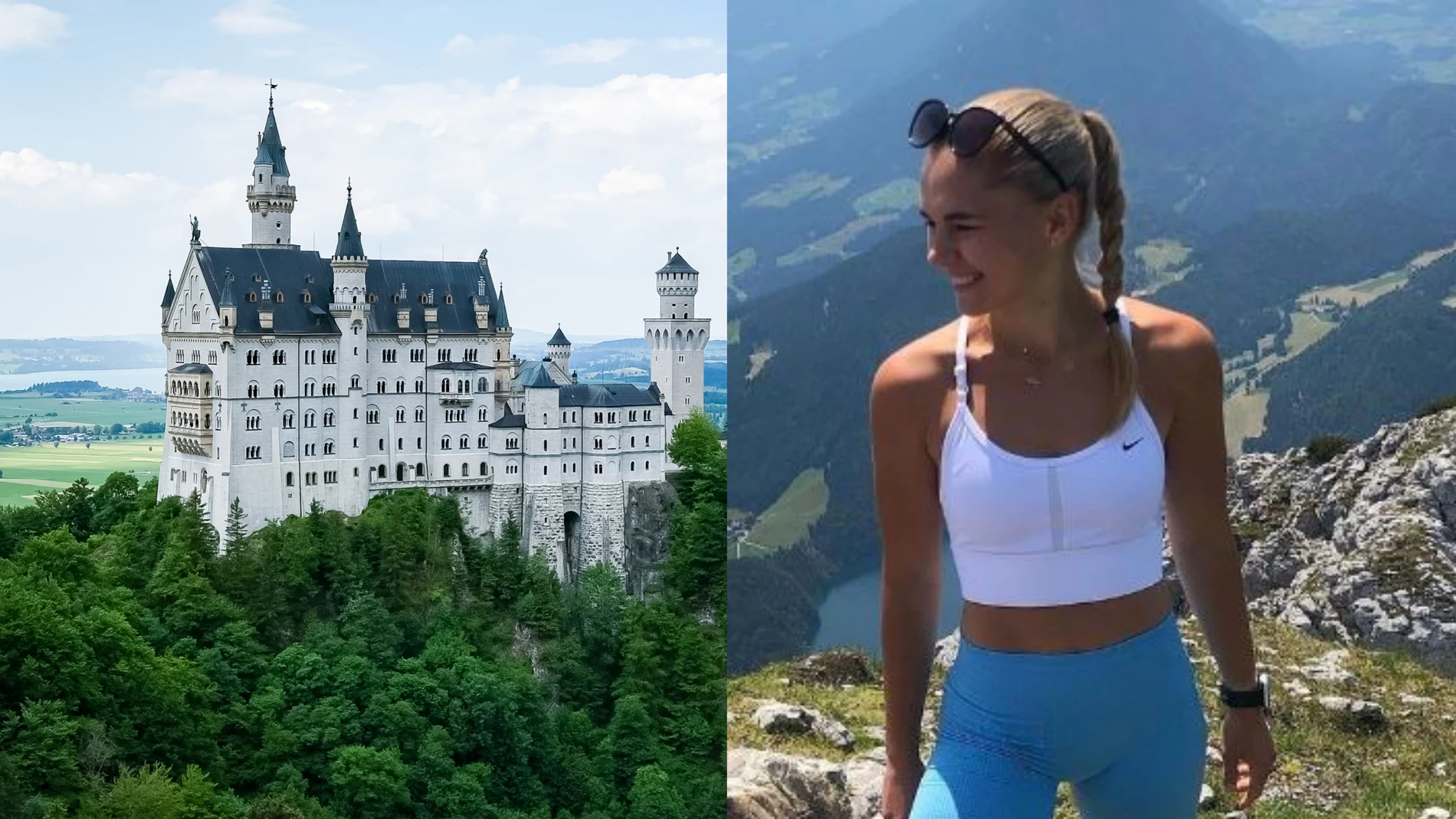 El castillo de Neuschwanstein y la gimnasta Natalie Stichova El castillo de Neuschwanstein y la gimnasta Natalie Stichova