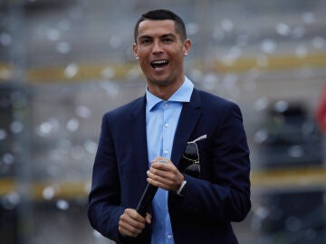 Cristiano Ronaldo en la celebración de la 13ª Liga de Campeones del Real Madrid