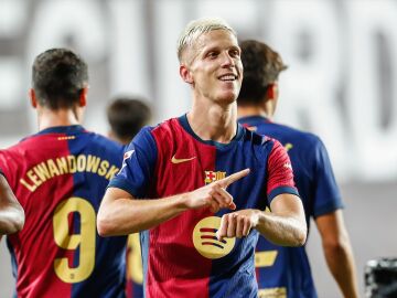 Dani Olmo en su debut en Vallecas