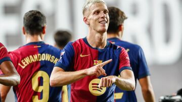 Dani Olmo en su debut en Vallecas