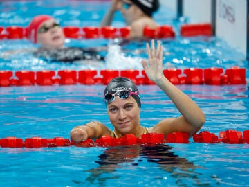 Laa española Anastasiya Dmytriv tras competir en los 100 braza SB8 en París 2024