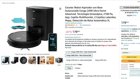 Robot aspirador con autovaciado Conga 2499 Ultra Robot aspirador con autovaciado Conga 2499 Ultra