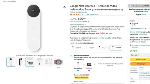 Timbre inalámbrico Google Nest Doorbell Timbre inalámbrico Google Nest Doorbell