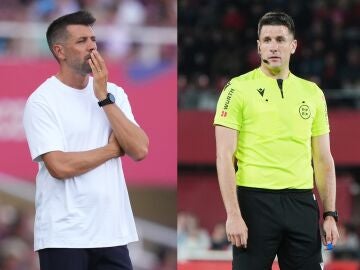 Pezzolano (entrenador del Valladolid) y Isidro Díaz de Mera (árbitro)