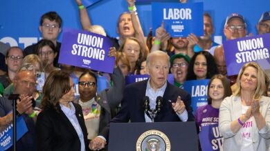Biden entra en campaña y reaparece con Kamala Harris para pedir el voto trabajador