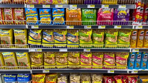 Bolsas de patatas del supermercado Bolsas de patatas del supermercado