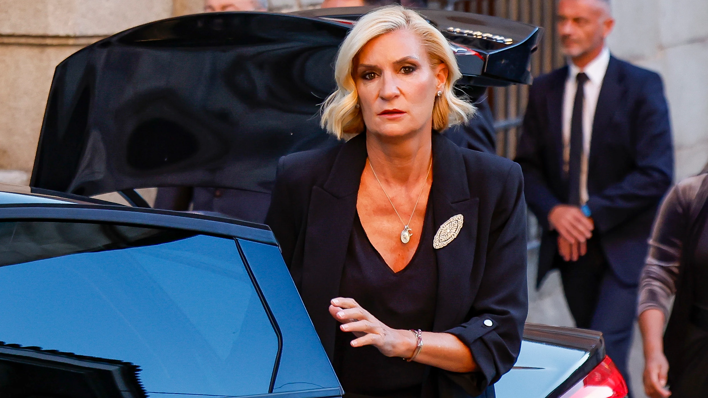 Mar&iacute;a Zurita, en el funeral de Juan G&oacute;mez-Acebo